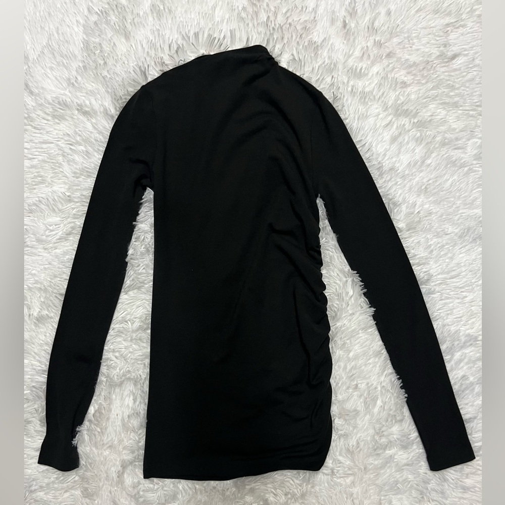 NWOT  $88 Modern Citizen Ruched Mock Neck Long Sleeve Tee Knit Top Black Size M
